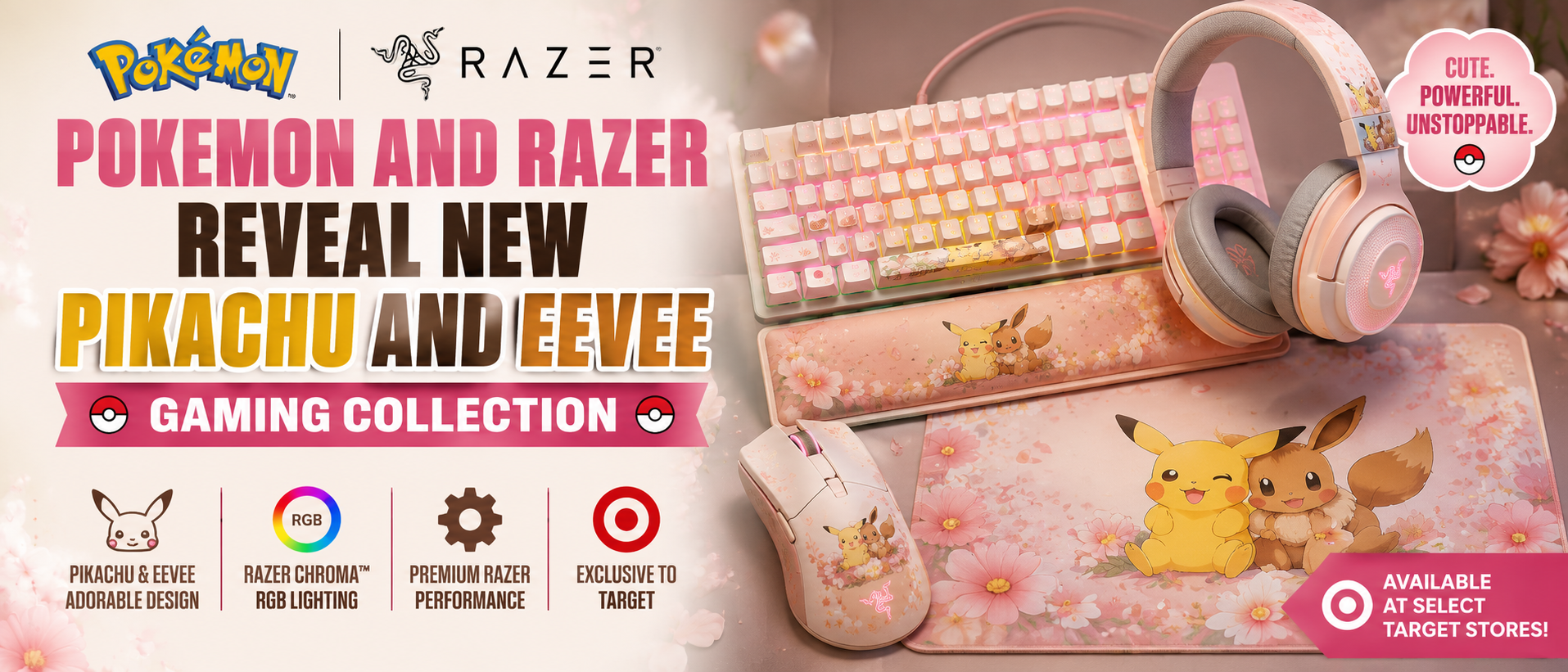 Pokemon and Razer Reveal New Pikachu and Eevee Gaming Collection