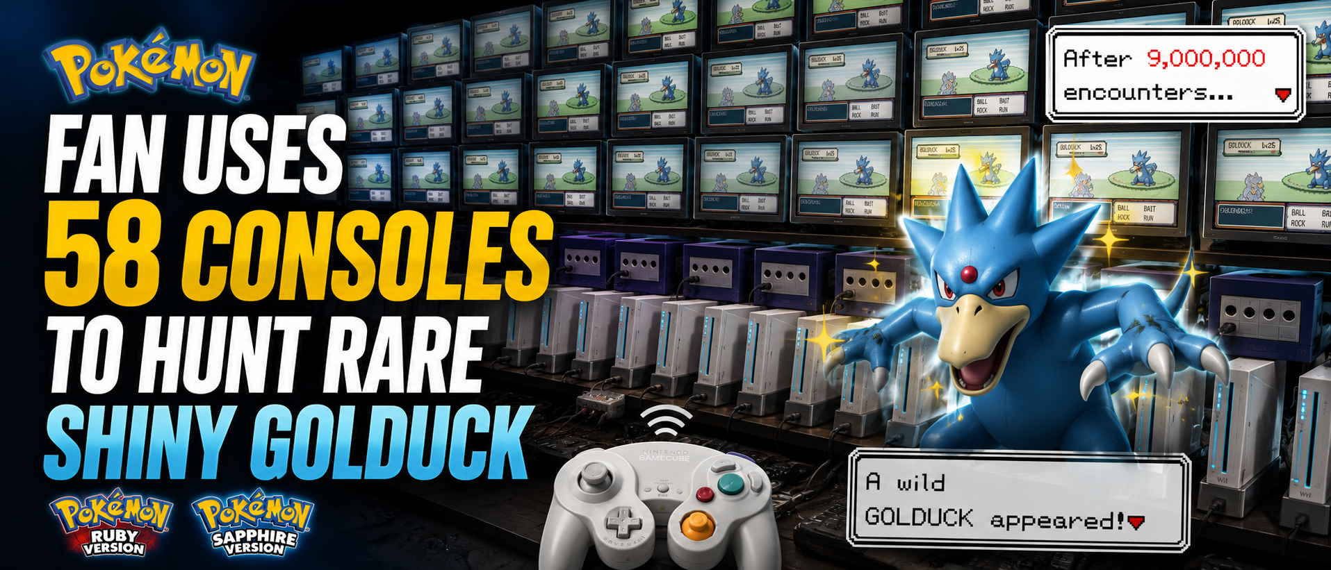 Fan Uses 58 Consoles to Hunt Rare Shiny Golduck